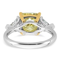 Emma Grace 14K Two-Tone 4.50 Carat Certified Lab Grown Diamond VS+ Cushion Vivid Yellow & VS+ F+ Trillion Complete Ring view 5