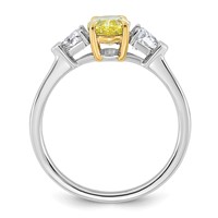 Emma Grace 14K Two-Tone 1.50 Carat Certified Lab Grown Diamond VS+ Oval Vivid Yellow & VS+ F+ Trillion Complete Ring view 2