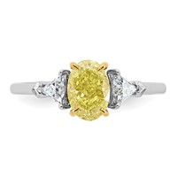 Emma Grace 14K Two-Tone 1.50 Carat Certified Lab Grown Diamond VS+ Oval Vivid Yellow & VS+ F+ Trillion Complete Ring view 4