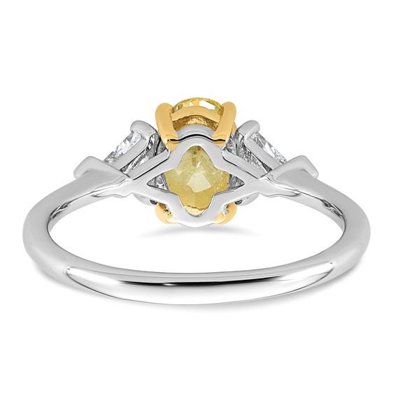 Emma Grace 14K Two-Tone 1 1/2 carat Certified Lab Grown Diamond VS+ Oval Vivid Yellow & VS+ F+ Trillion Complete Ring