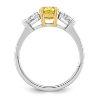 Emma Grace 14K Two-Tone 1.88 Carat Certified Lab Grown Diamond VS+ Oval Vivid Yellow & VS+ F+ Trillion Complete Ring view 2