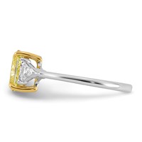 Emma Grace 14K Two-Tone 1.88 Carat Certified Lab Grown Diamond VS+ Oval Vivid Yellow & VS+ F+ Trillion Complete Ring view 3