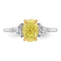 Emma Grace 14K Two-Tone 1.88 Carat Certified Lab Grown Diamond VS+ Oval Vivid Yellow & VS+ F+ Trillion Complete Ring view 4