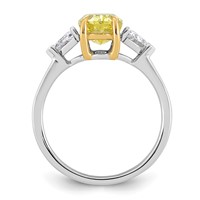 Emma Grace 14K Two-Tone 2.38 Carat Certified Lab Grown Diamond VS+ Oval Vivid Yellow & VS+ F+ Trillion Complete Ring view 2