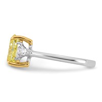 Emma Grace 14K Two-Tone 2.38 Carat Certified Lab Grown Diamond VS+ Oval Vivid Yellow & VS+ F+ Trillion Complete Ring view 3