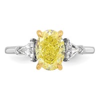 Emma Grace 14K Two-Tone 2.38 Carat Certified Lab Grown Diamond VS+ Oval Vivid Yellow & VS+ F+ Trillion Complete Ring view 4