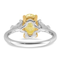 Emma Grace 14K Two-Tone 2.38 Carat Certified Lab Grown Diamond VS+ Oval Vivid Yellow & VS+ F+ Trillion Complete Ring view 5