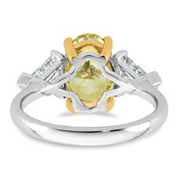 Emma Grace 14K Two-Tone 4 Carat Certified Lab Grown Diamond VS+ Oval Vivid Yellow & VS+ F+ Trillion Complete Ring view 5