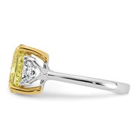 Emma Grace 14K Two-Tone 4.50 Carat Certified Lab Grown Diamond VS+ Oval Vivid Yellow & VS+ F+ Trillion Complete Ring view 3