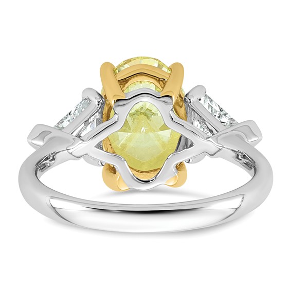 Emma Grace 14K Two-Tone 4 1/2 carat Certified Lab Grown Diamond VS+ Oval Vivid Yellow & VS+ F+ Trillion Complete Ring