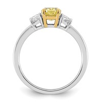 Emma Grace 14K Two-Tone 1.38 Carat Certified Lab Grown Diamond VS+ Oval Vivid Yellow & VS+ F+ Trapezoid Complete Ring view 2