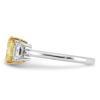 Emma Grace 14K Two-Tone 1.38 Carat Certified Lab Grown Diamond VS+ Oval Vivid Yellow & VS+ F+ Trapezoid Complete Ring view 3