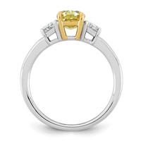 Emma Grace 14K Two-Tone 2 Carat Certified Lab Grown Diamond VS+ Oval Vivid Yellow & VS+ F+ Trapezoid Complete Ring view 2