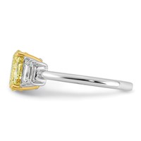 Emma Grace 14K Two-Tone 2 Carat Certified Lab Grown Diamond VS+ Oval Vivid Yellow & VS+ F+ Trapezoid Complete Ring view 3