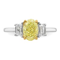 Emma Grace 14K Two-Tone 2 Carat Certified Lab Grown Diamond VS+ Oval Vivid Yellow & VS+ F+ Trapezoid Complete Ring view 4