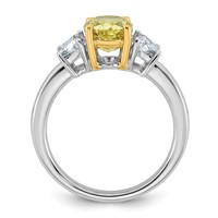 Emma Grace 14K Two-Tone 2.88 Carat Certified Lab Grown Diamond VS+ Oval Vivid Yellow & VS+ F+ Trapezoid Complete Ring view 2