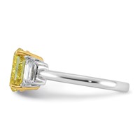 Emma Grace 14K Two-Tone 2.88 Carat Certified Lab Grown Diamond VS+ Oval Vivid Yellow & VS+ F+ Trapezoid Complete Ring view 3