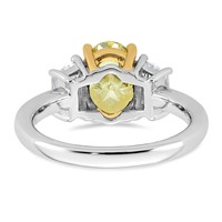 Emma Grace 14K Two-Tone 2.88 Carat Certified Lab Grown Diamond VS+ Oval Vivid Yellow & VS+ F+ Trapezoid Complete Ring view 5