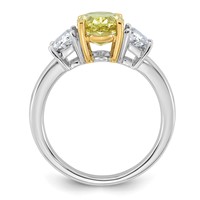 Emma Grace 14K Two-Tone 4.33 Carat Certified Lab Grown Diamond VS+ Oval Vivid Yellow & VS+ F+ Trapezoid Complete Ring view 2