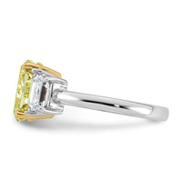 Emma Grace 14K Two-Tone 4.33 Carat Certified Lab Grown Diamond VS+ Oval Vivid Yellow & VS+ F+ Trapezoid Complete Ring view 3