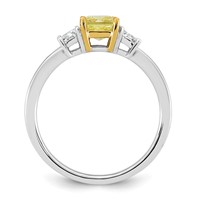 Emma Grace 14K Two-Tone 1 Carat Certified Lab Grown Diamond VS+ Radiant Vivid Yellow & VS+ F+ Trapezoid Complete Ring view 2