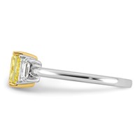 Emma Grace 14K Two-Tone 1 Carat Certified Lab Grown Diamond VS+ Radiant Vivid Yellow & VS+ F+ Trapezoid Complete Ring view 3