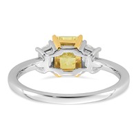 Emma Grace 14K Two-Tone 1 Carat Certified Lab Grown Diamond VS+ Radiant Vivid Yellow & VS+ F+ Trapezoid Complete Ring view 5