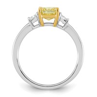 Emma Grace 14K Two-Tone 2 Carat Certified Lab Grown Diamond VS+ Radiant Vivid Yellow & VS+ F+ Trapezoid Complete Ring view 2