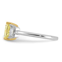 Emma Grace 14K Two-Tone 2 Carat Certified Lab Grown Diamond VS+ Radiant Vivid Yellow & VS+ F+ Trapezoid Complete Ring view 3