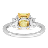 Emma Grace 14K Two-Tone 2 Carat Certified Lab Grown Diamond VS+ Radiant Vivid Yellow & VS+ F+ Trapezoid Complete Ring view 5