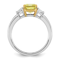 Emma Grace 14K Two-Tone 2.75 Carat Certified Lab Grown Diamond VS+ Radiant Vivid Yellow & VS+ F+ Trapezoid Complete Ring view 2