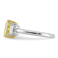 Emma Grace 14K Two-Tone 2.75 Carat Certified Lab Grown Diamond VS+ Radiant Vivid Yellow & VS+ F+ Trapezoid Complete Ring view 3