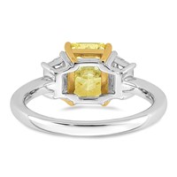 Emma Grace 14K Two-Tone 2.75 Carat Certified Lab Grown Diamond VS+ Radiant Vivid Yellow & VS+ F+ Trapezoid Complete Ring view 5