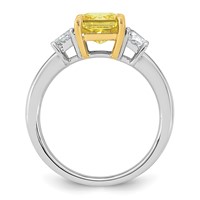 Emma Grace 14K Two-Tone 3.33 Carat Certified Lab Grown Diamond VS+ Radiant Vivid Yellow & VS+ F+ Trapezoid Complete Ring view 2