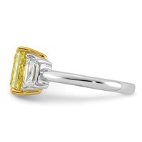 Emma Grace 14K Two-Tone 3.33 Carat Certified Lab Grown Diamond VS+ Radiant Vivid Yellow & VS+ F+ Trapezoid Complete Ring view 3