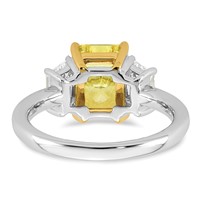 Emma Grace 14K Two-Tone 3.33 Carat Certified Lab Grown Diamond VS+ Radiant Vivid Yellow & VS+ F+ Trapezoid Complete Ring view 5