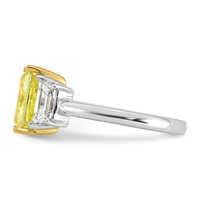 Emma Grace 14K Two-Tone 4 Carat Certified Lab Grown Diamond VS+ Radiant Vivid Yellow & VS+ F+ Trapezoid Complete Ring view 3