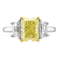 Emma Grace 14K Two-Tone 4 Carat Certified Lab Grown Diamond VS+ Radiant Vivid Yellow & VS+ F+ Trapezoid Complete Ring view 4