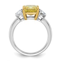 Emma Grace 14K Two-Tone 4.50 Carat Certified Lab Grown Diamond VS+ Radiant Vivid Yellow & VS+ F+ Trapezoid Complete Ring view 2