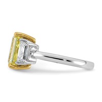 Emma Grace 14K Two-Tone 4.50 Carat Certified Lab Grown Diamond VS+ Radiant Vivid Yellow & VS+ F+ Trapezoid Complete Ring view 3