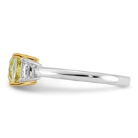 Emma Grace 14K Two-tone 1.88 Carat Center Lab Grown Diamond Cushion VS+ Certified Vivid Yellow & Trapezoid VS+ F+ Complete Ring view 3