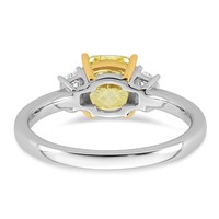Emma Grace 14K Two-tone 1.88 Carat Center Lab Grown Diamond Cushion VS+ Certified Vivid Yellow & Trapezoid VS+ F+ Complete Ring view 5