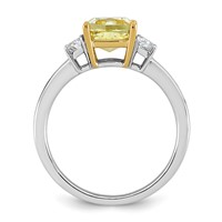 Emma Grace 14K Two-tone 2.25 Carat Center Lab Grown Diamond Cushion VS+ Certified Vivid Yellow & Trapezoid VS+ F+ Complete Ring view 2