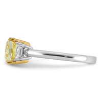 Emma Grace 14K Two-tone 2.25 Carat Center Lab Grown Diamond Cushion VS+ Certified Vivid Yellow & Trapezoid VS+ F+ Complete Ring view 3