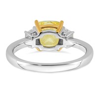 Emma Grace 14K Two-tone 2.25 Carat Center Lab Grown Diamond Cushion VS+ Certified Vivid Yellow & Trapezoid VS+ F+ Complete Ring view 5
