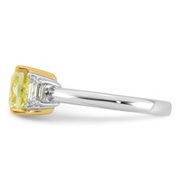 Emma Grace 14K Two-tone 3 Carat Center Lab Grown Diamond Cushion VS+ Certified Vivid Yellow & Trapezoid VS+ F+ Complete Ring view 3