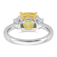 Emma Grace 14K Two-tone 3 Carat Center Lab Grown Diamond Cushion VS+ Certified Vivid Yellow & Trapezoid VS+ F+ Complete Ring view 5