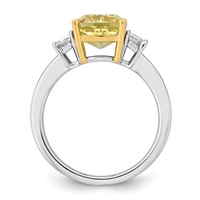 Emma Grace 14K Two-tone 3.50 Carat Center Lab Grown Diamond Cushion VS+ Certified Vivid Yellow & Trapezoid VS+ F+ Complete Ring view 2