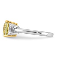 Emma Grace 14K Two-tone 3.50 Carat Center Lab Grown Diamond Cushion VS+ Certified Vivid Yellow & Trapezoid VS+ F+ Complete Ring view 3