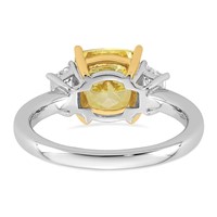 Emma Grace 14K Two-tone 3.50 Carat Center Lab Grown Diamond Cushion VS+ Certified Vivid Yellow & Trapezoid VS+ F+ Complete Ring view 5